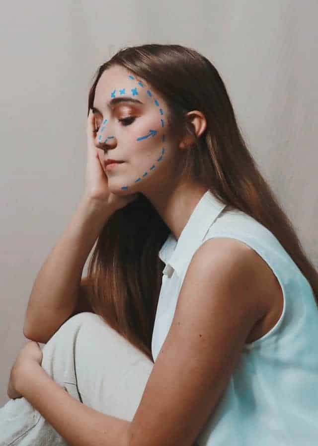 Image of woman with surgery marks on her face to illustrate Body Dysmorphic Disorder treatment in Houston, Texas 