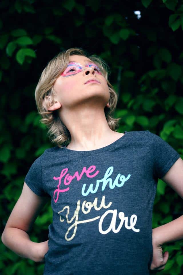 Image of child wearing a love who you are shirt to illustrate the power of therapy for anxiety